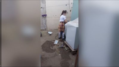 I find my stepdaughter home alone washing her panties, perverted stepdad
