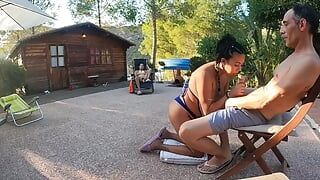 Showing my cock to my GIRLFRIEND and her BEST FRIEND to get a great blowjob